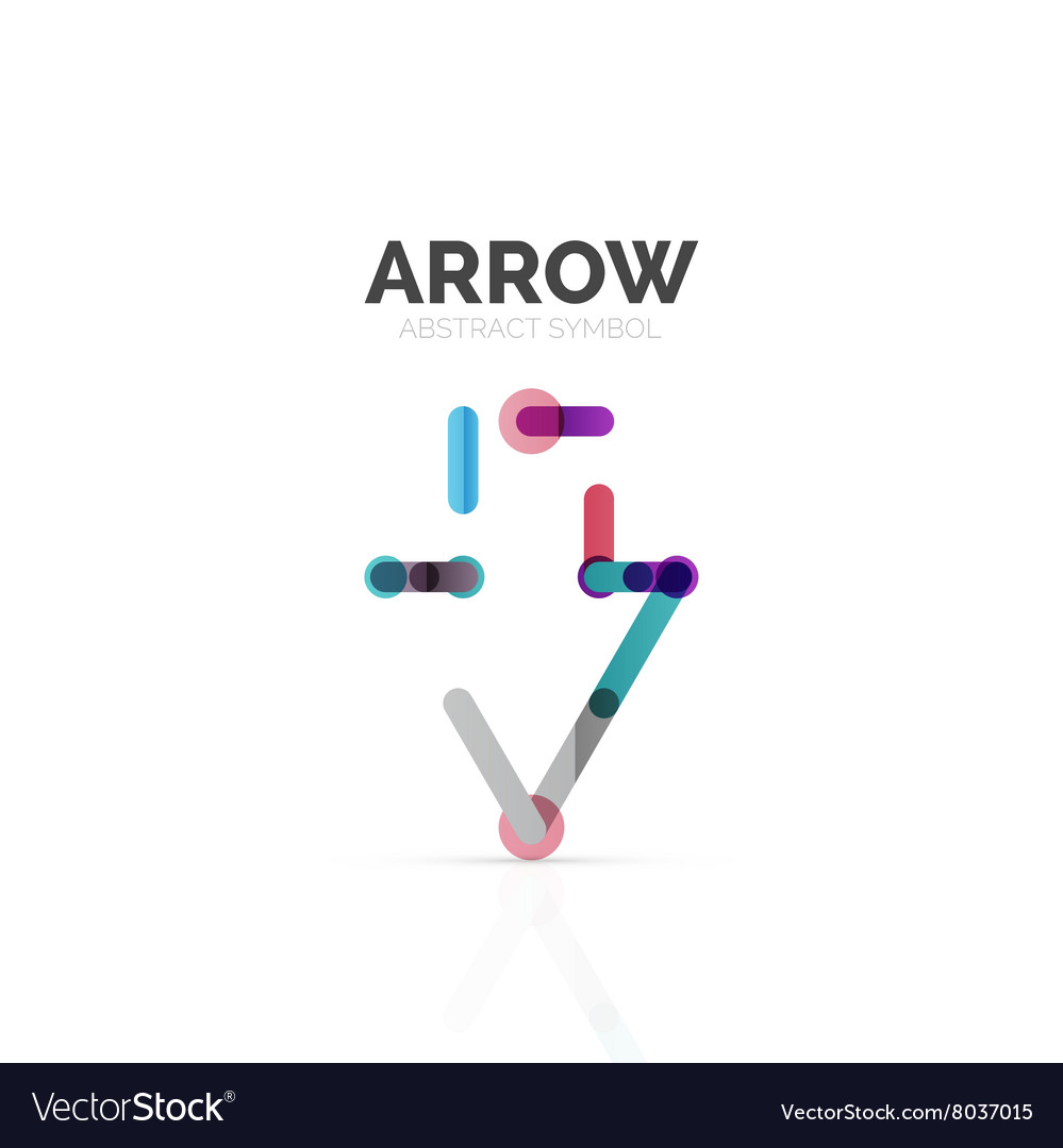 Linear arrow abstract logo connected multicolored