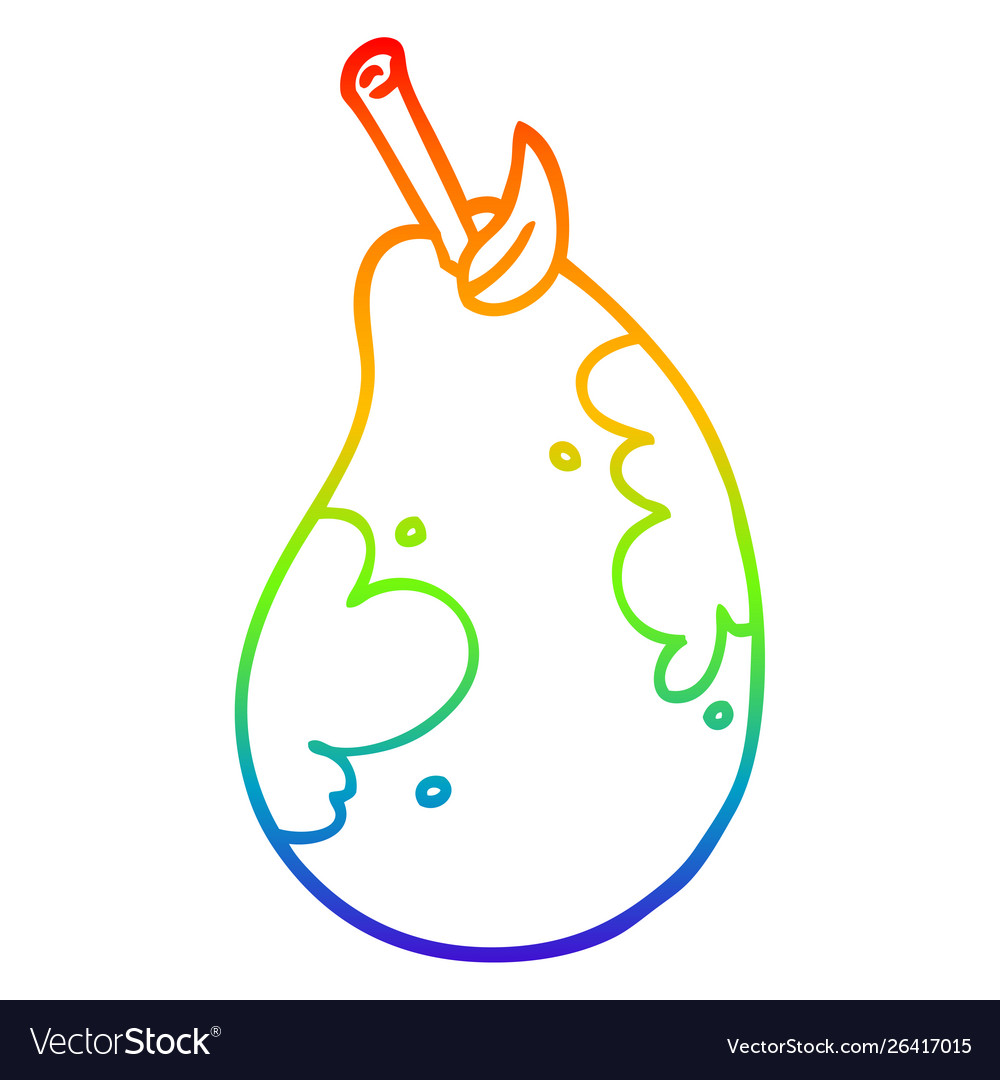 Rainbow gradient line drawing cartoon fresh pear