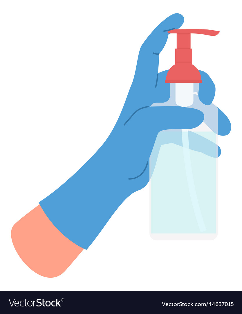 Sanitizer bottle in medical hand disenfection Vector Image