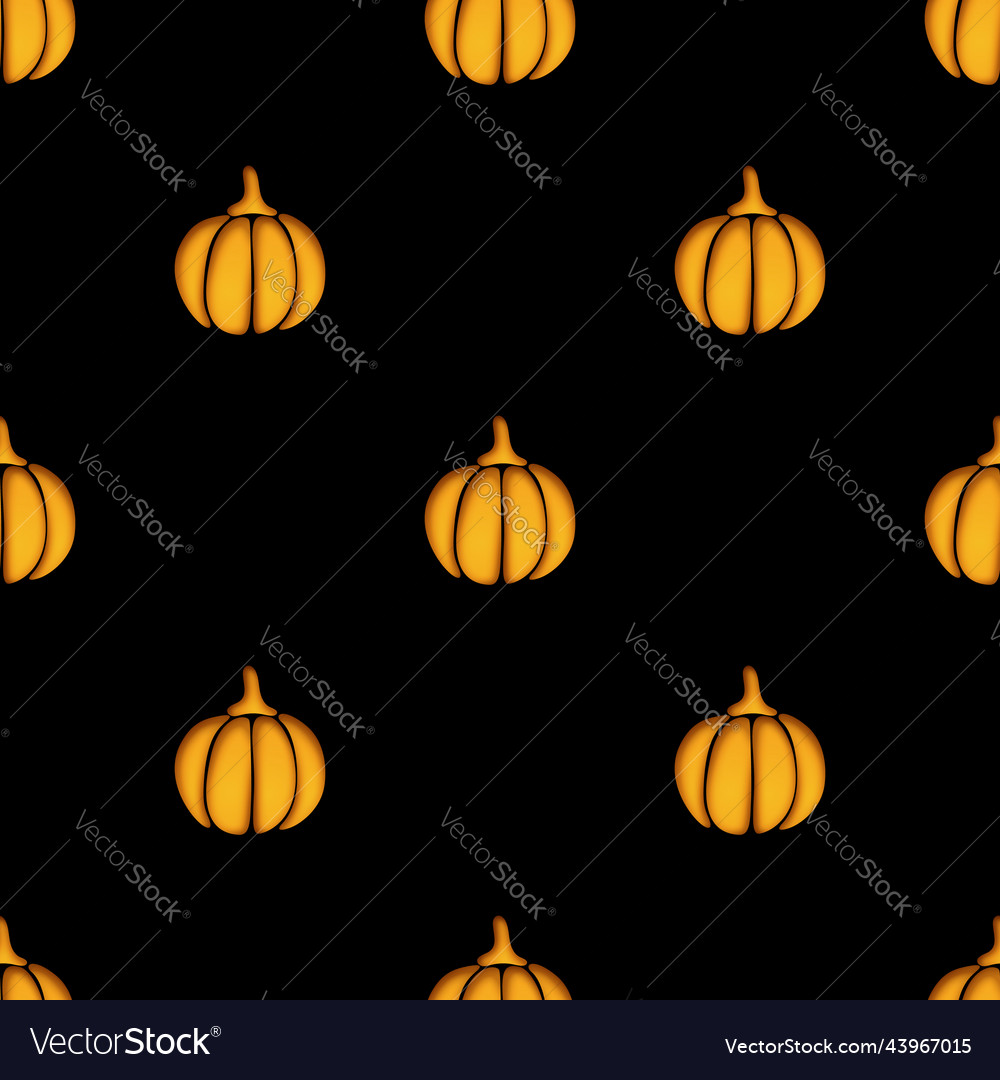 Seamless pattern with cute pumpkins