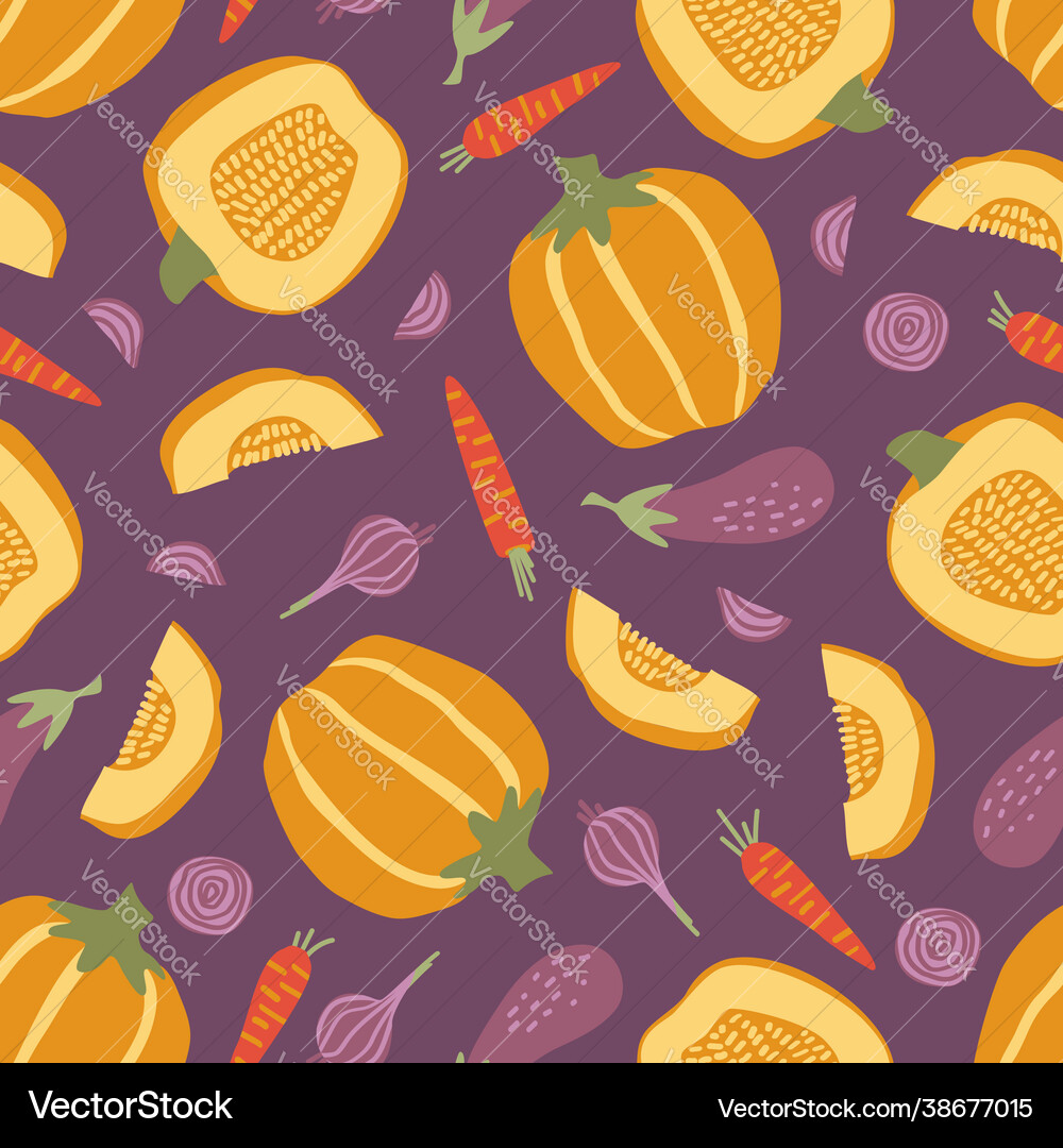 Seamless pattern with vegetables Royalty Free Vector Image