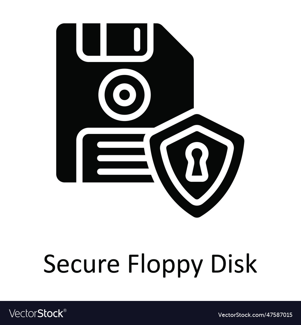 Secure floppy disk solid icon design illus