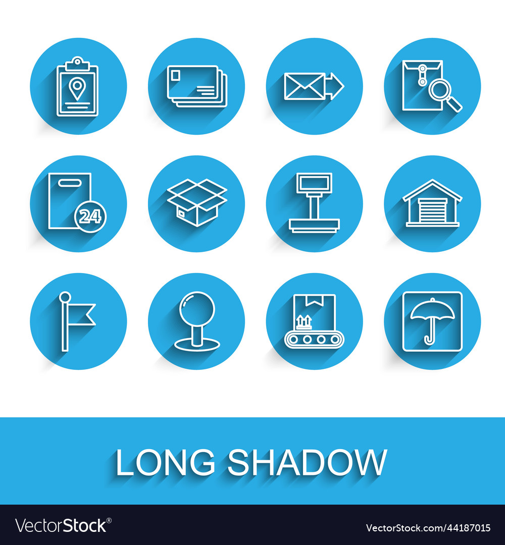 Set line location marker push pin document vector image Set line location marker push pin document