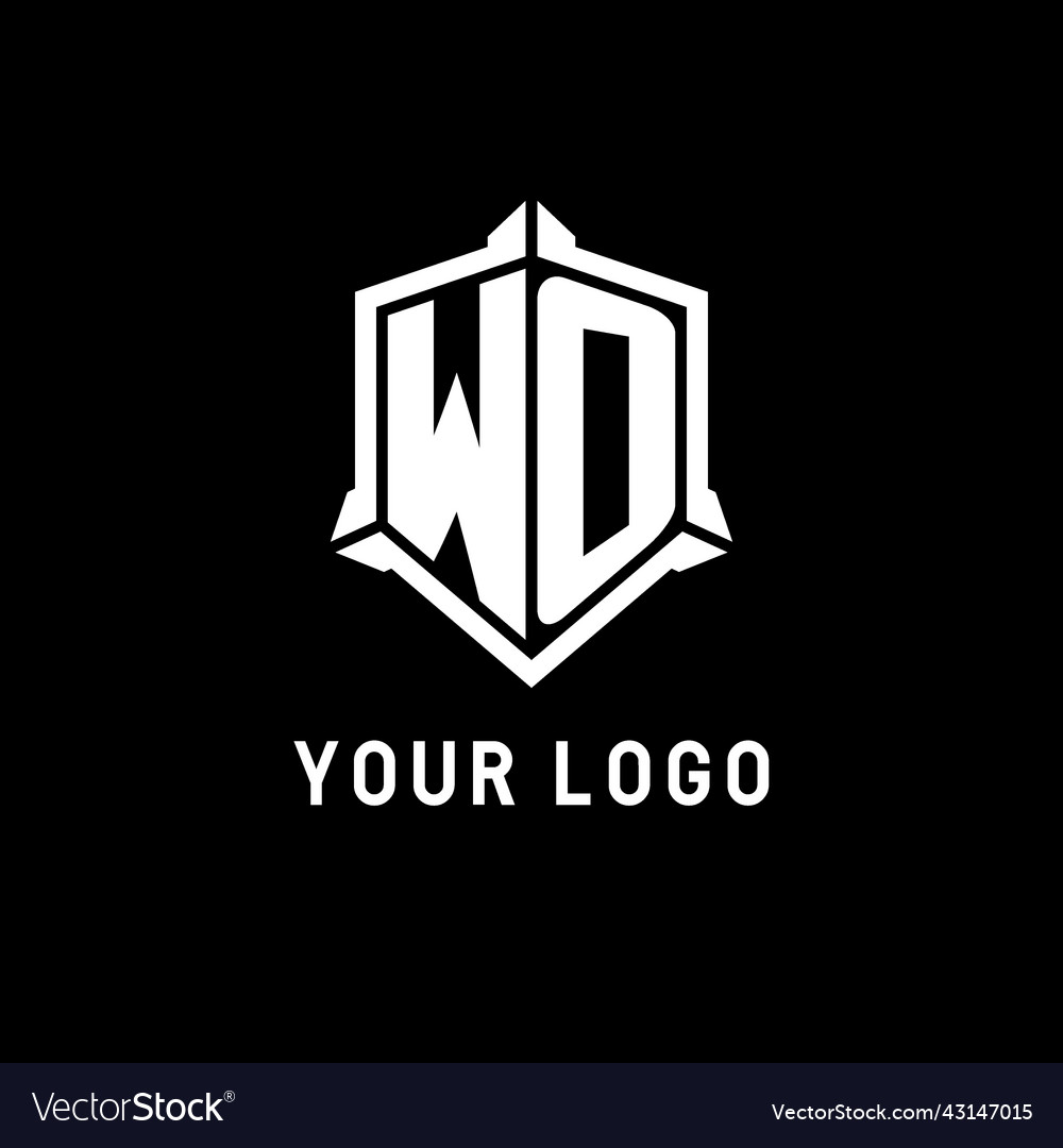 Wo logo initial with shield shape design style Vector Image Wo logo initial with shield shape design style