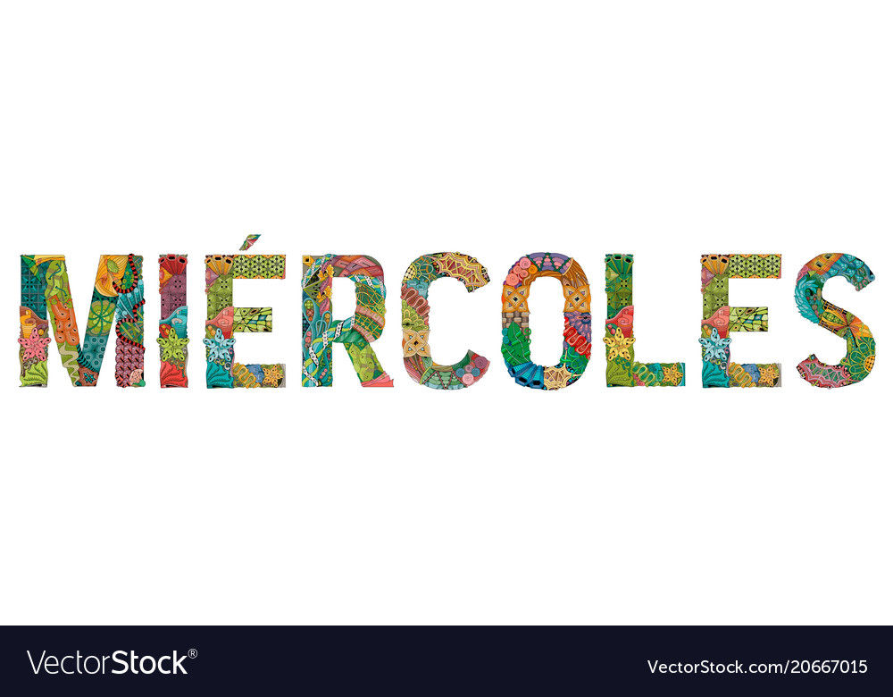 Word miercoles wednesday in spanish Royalty Free Vector