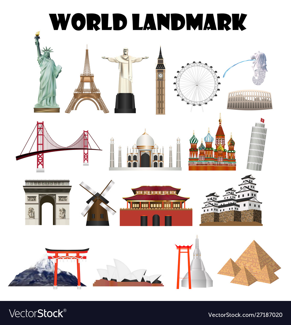 A set real world landmark Royalty Free Vector Image