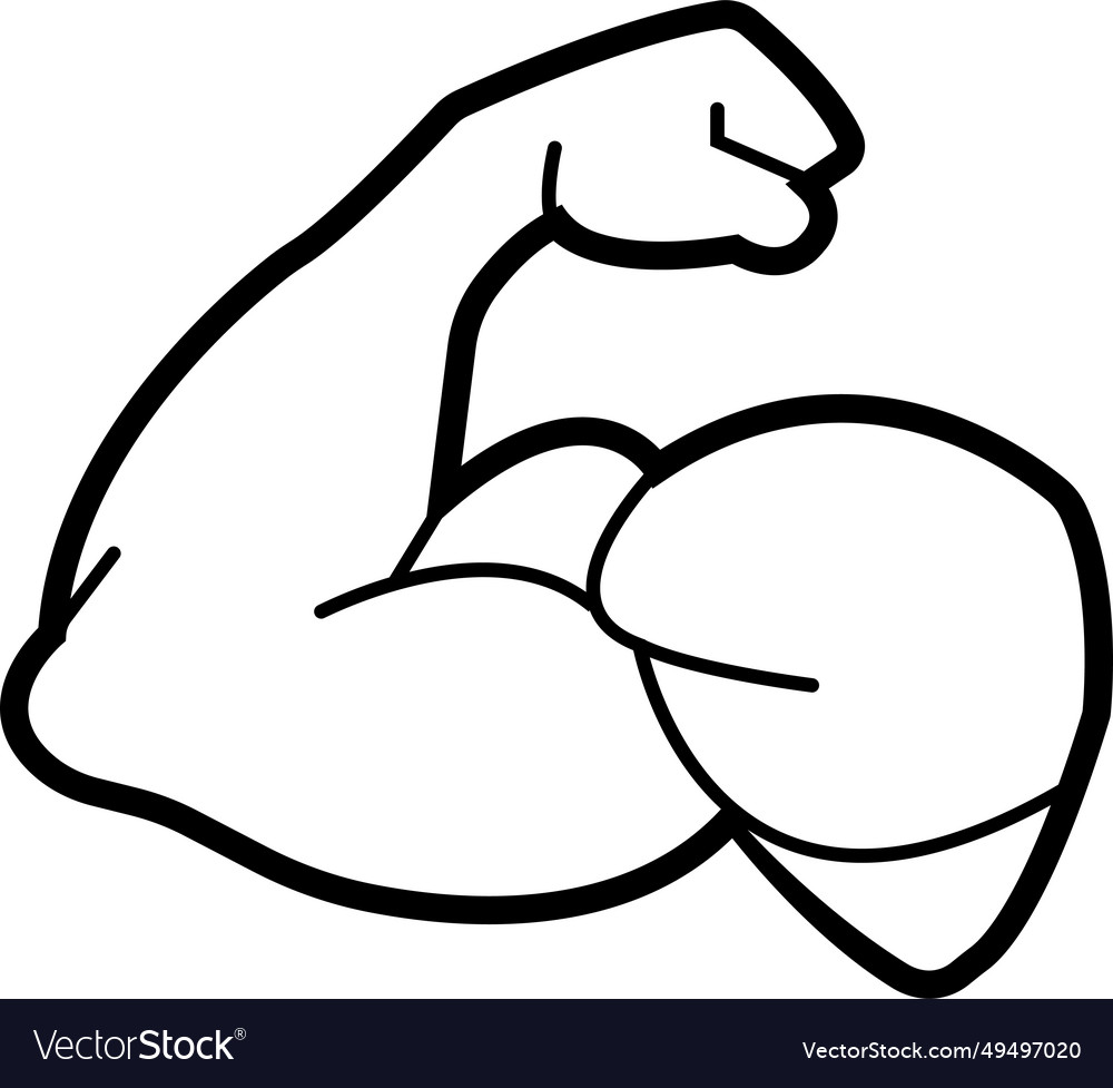 Arm muscle flex strong emoji black line icon Vector Image