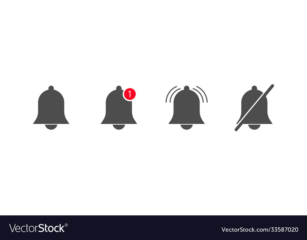 Bell notification set isolated button icon vector image Bell notification set isolated button icon