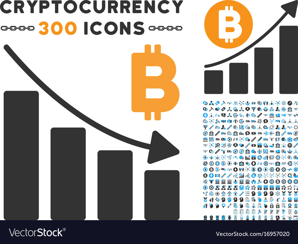 Bitcoin recession bar chart flat icon with clip