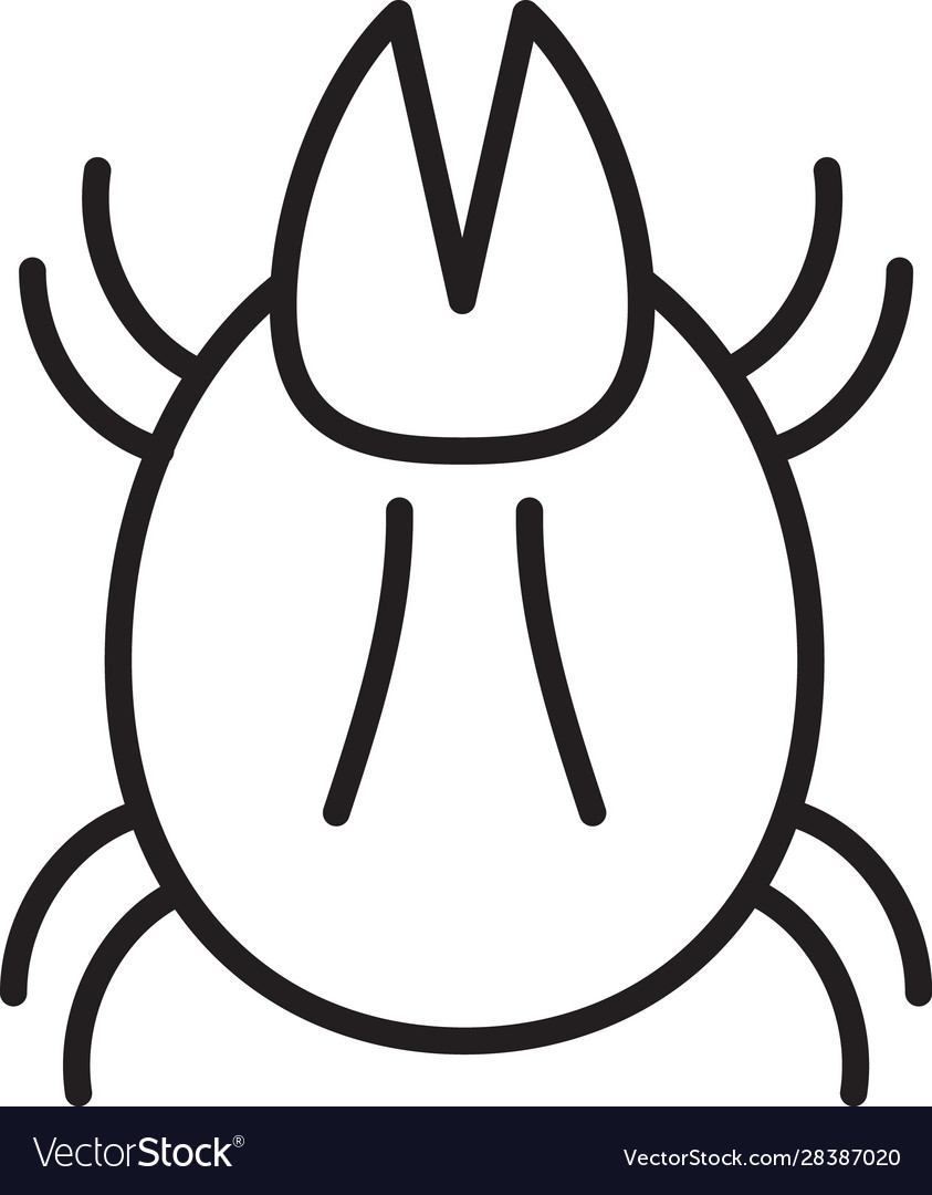 Black line parasite mite icon isolated on white