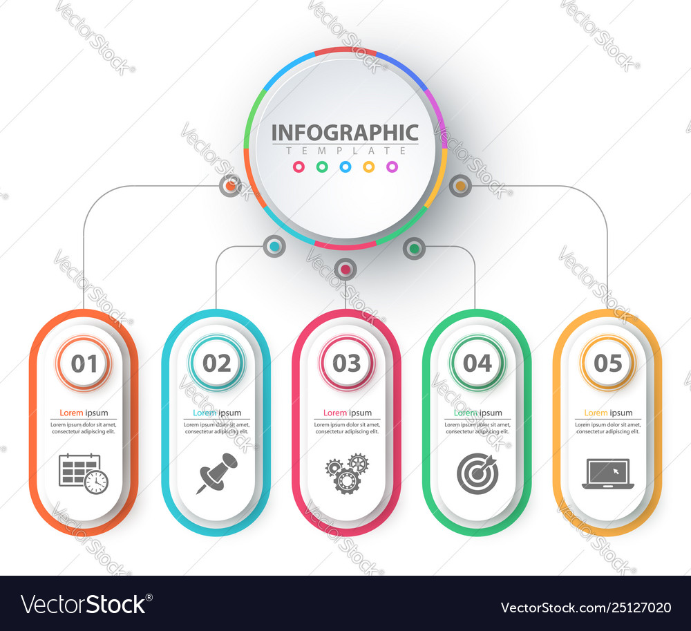 Business infographic paper origami template