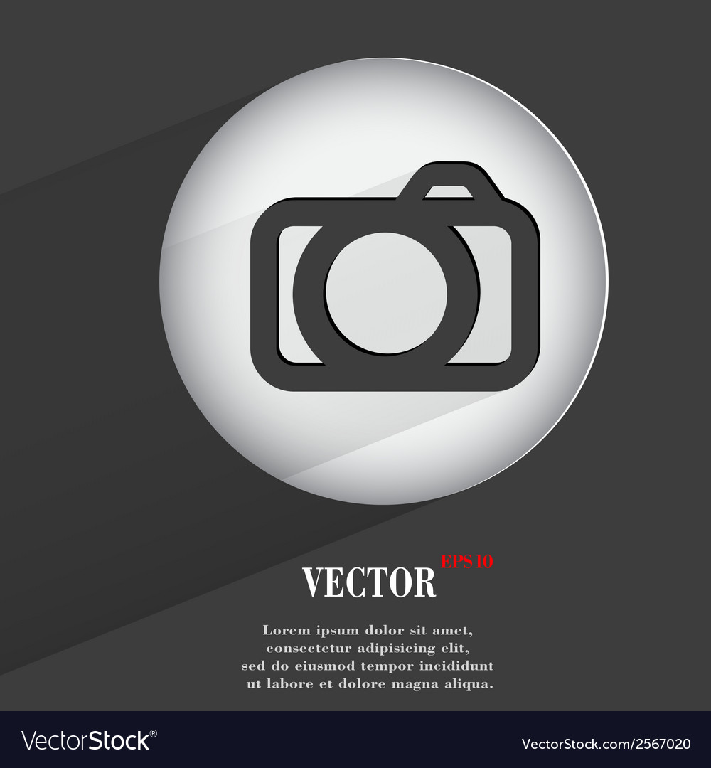 Camera flat modern web button with long shadow