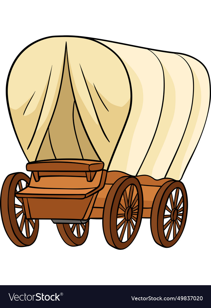 Cowboy bedeckt Wagen Cartoon farbigen Clipart