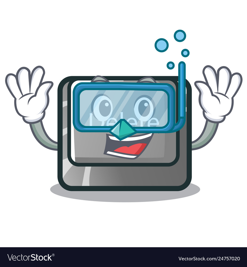 Diving cartoon delete button located on keyboard