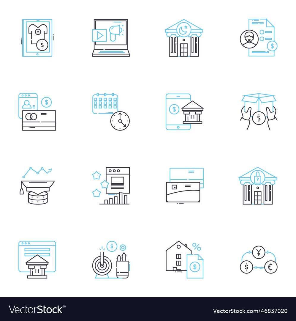 Fiscal corporations linear icons set accounting vector image Fiscal corporations linear icons set accounting