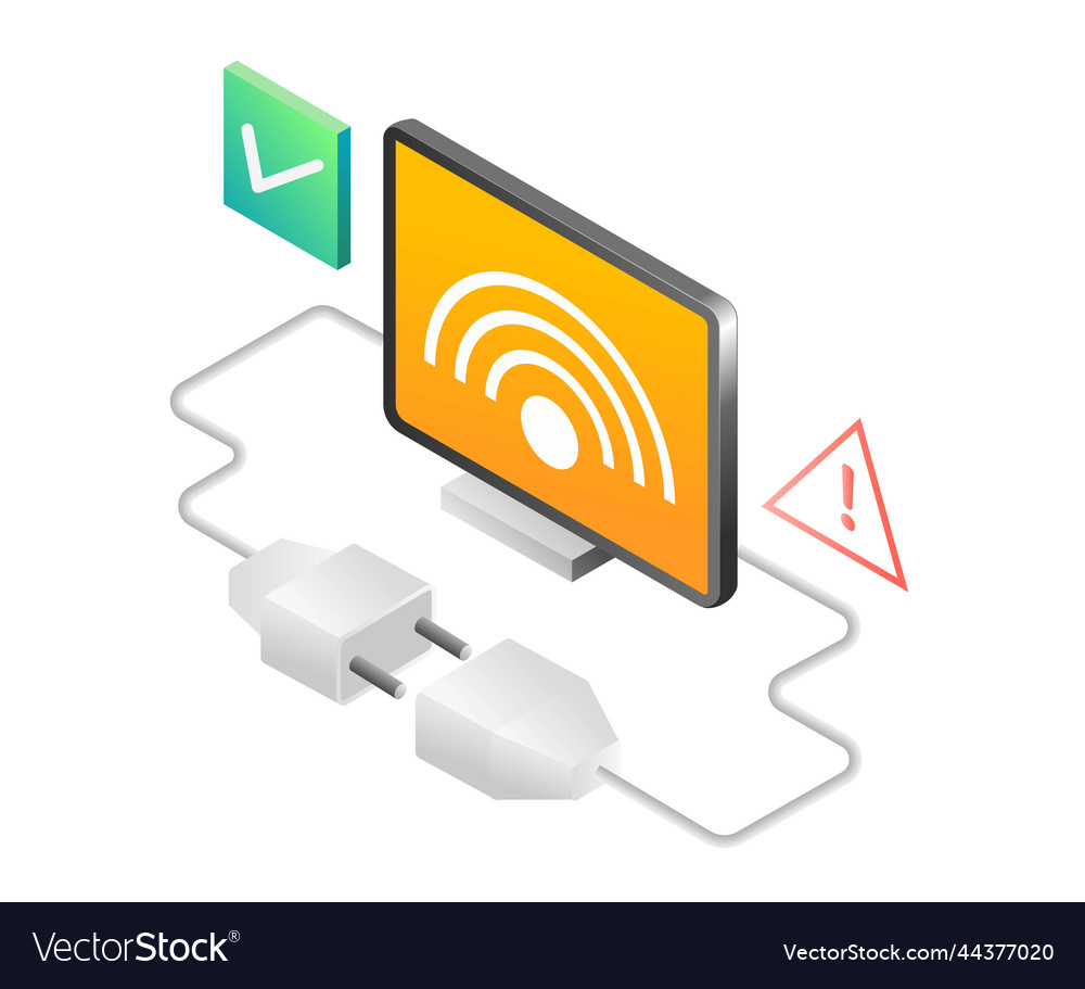 Flat isometric concept wifi network connection vector image Flat isometric concept wifi network connection