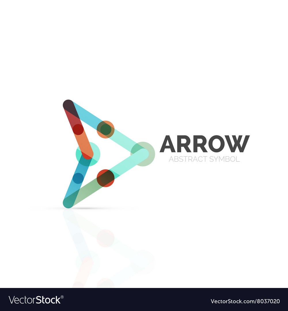 Linear arrow abstract logo connected multicolored vector image Linear arrow abstract logo connected multicolored