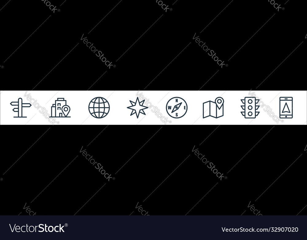 Navigation line icons linear set quality Vector Image Navigation line icons linear set quality