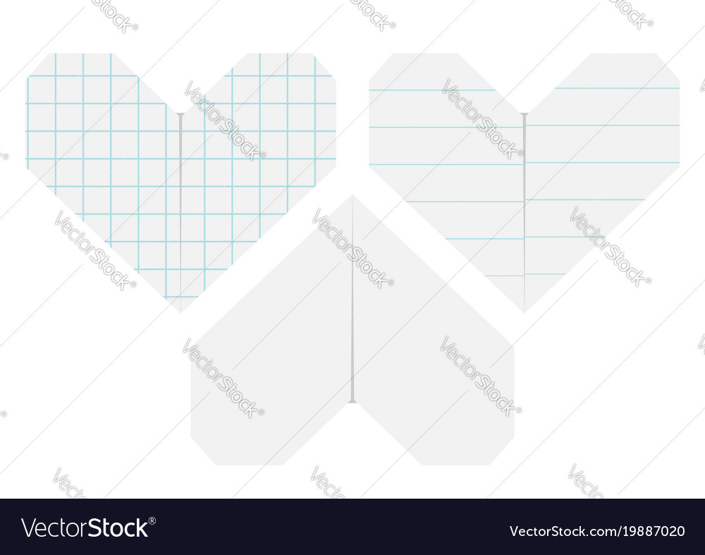 Notebook squared lined paper heart icon set