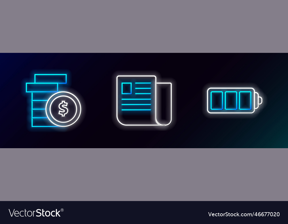 Set line battery charge level indicator coin vector image Set line battery charge level indicator coin