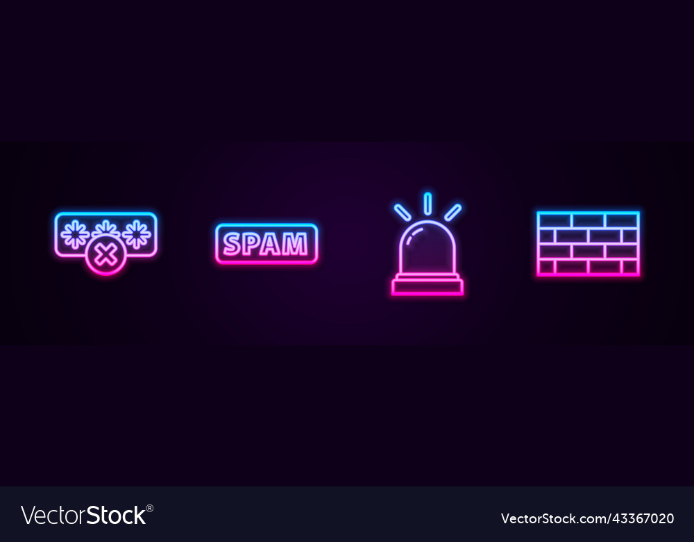 Set line password protection spam motion sensor Vector Image Set line password protection spam motion sensor