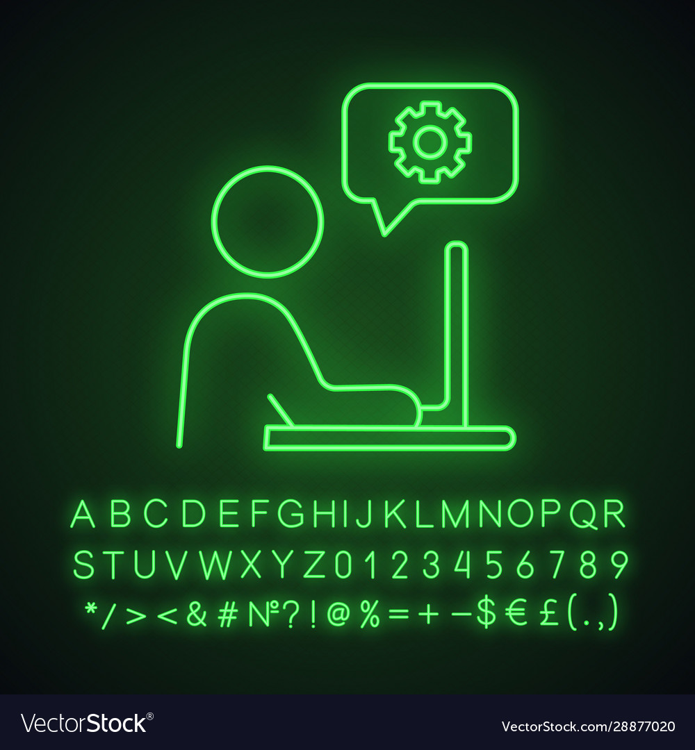 Technical support chat neon light icon