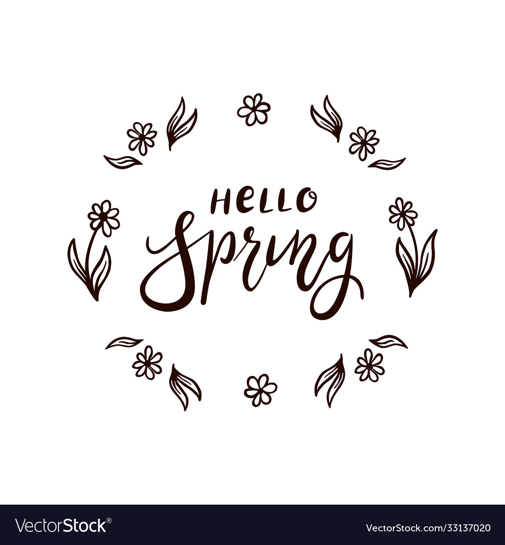 Text hello spring with flowers Vector Image Text hello spring with flowers