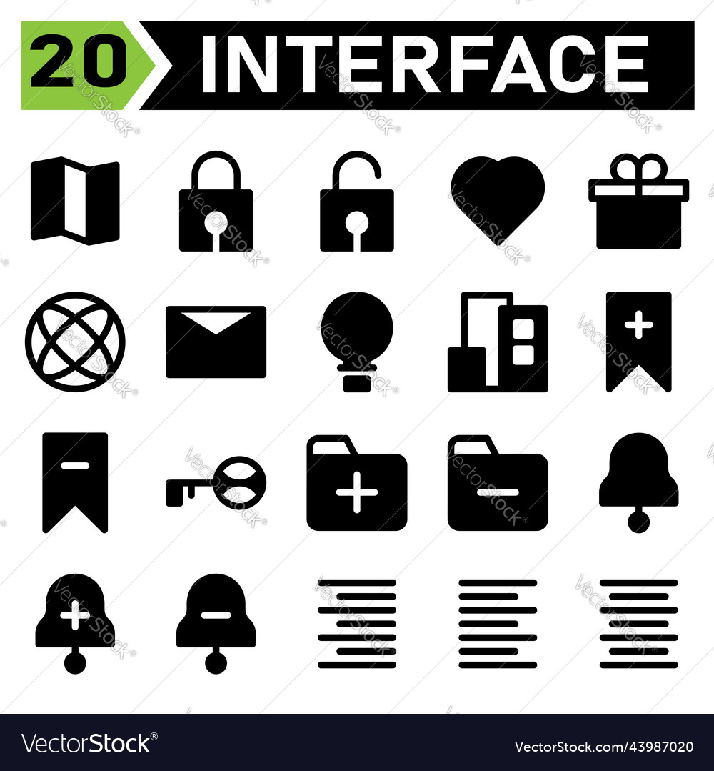User interface icon set include map location vector image User interface icon set include map location