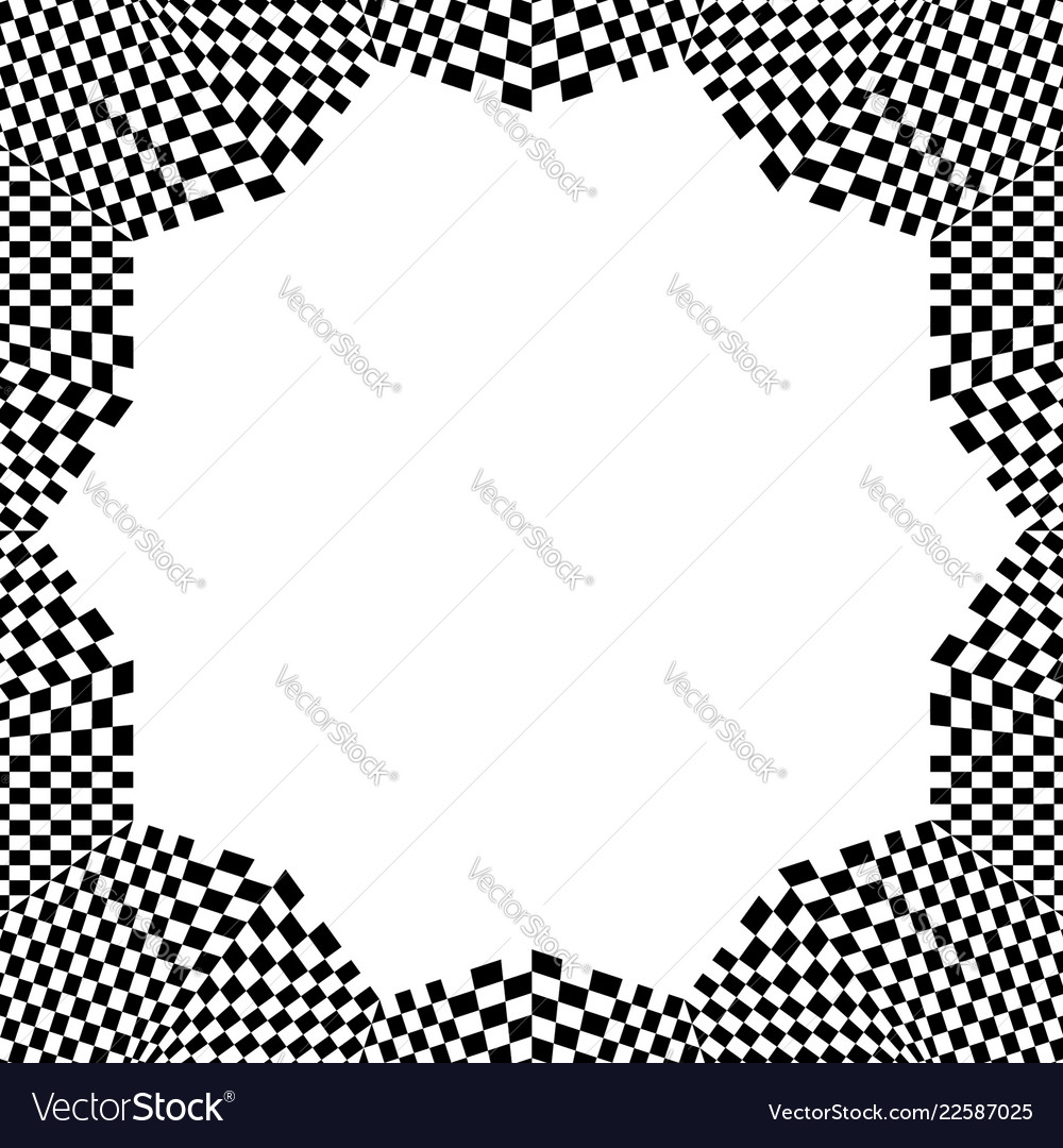 Checkered circular element abstract monochrome vector image Checkered circular element abstract monochrome