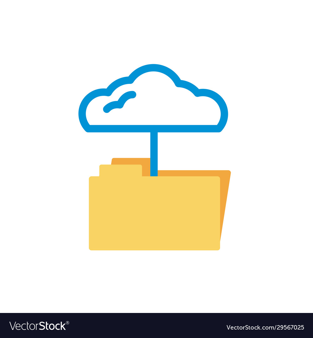 Cloud computing with folder lineal color style Vector Image Cloud computing with folder lineal color style