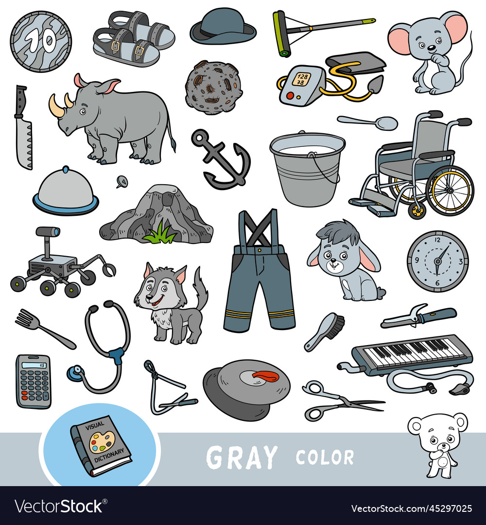 Colorful set of gray color objects visual Vector Image