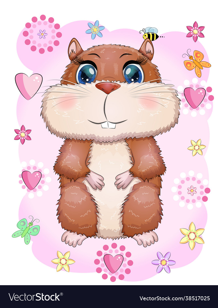 Cute cartoon hamster characters funny animal vector image Cute cartoon hamster characters funny animal