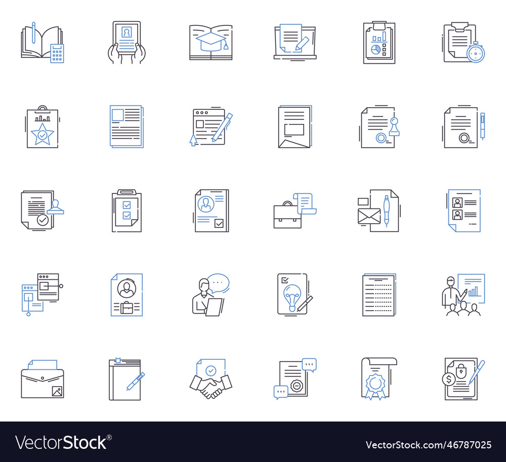 Files line icons collection storage folders vector image Files line icons collection storage folders