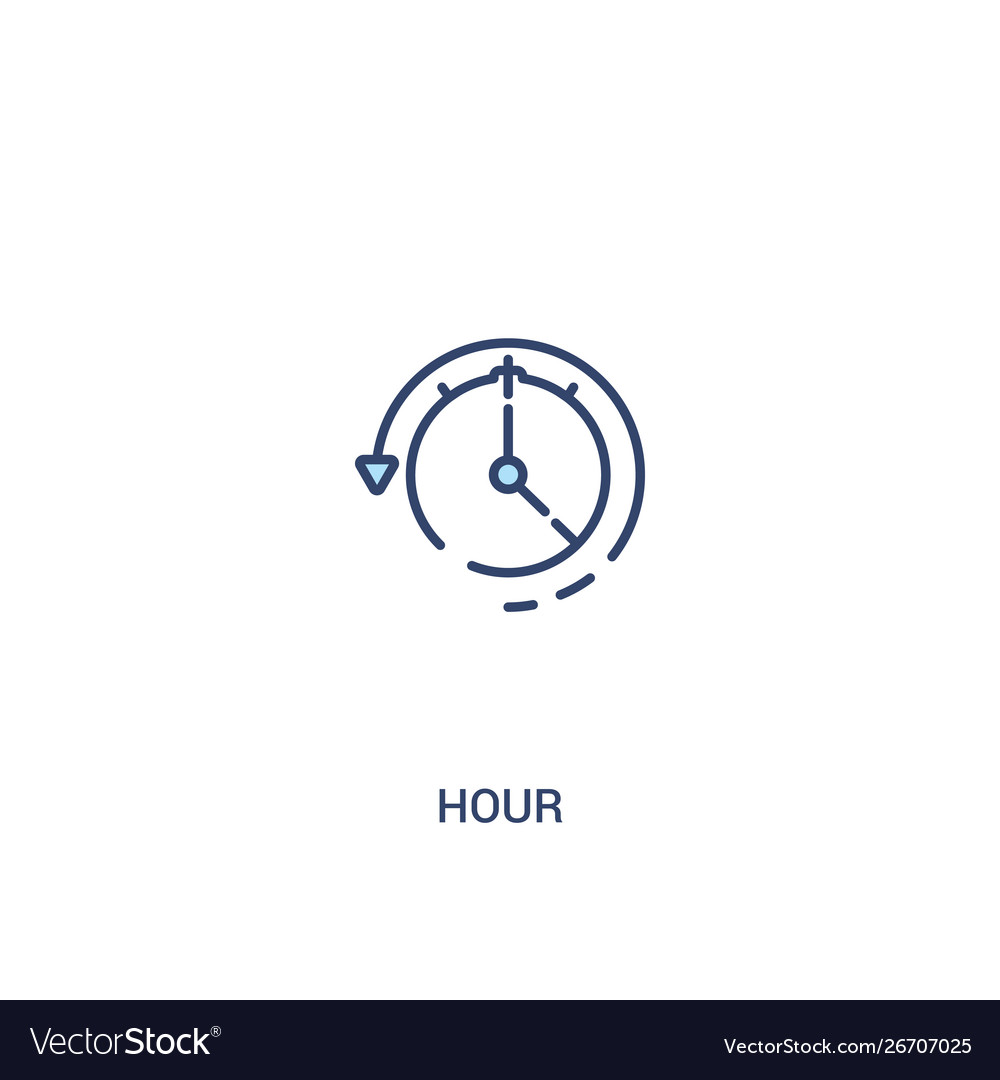 Hour concept 2 colored icon simple line element vector image Hour concept 2 colored icon simple line element