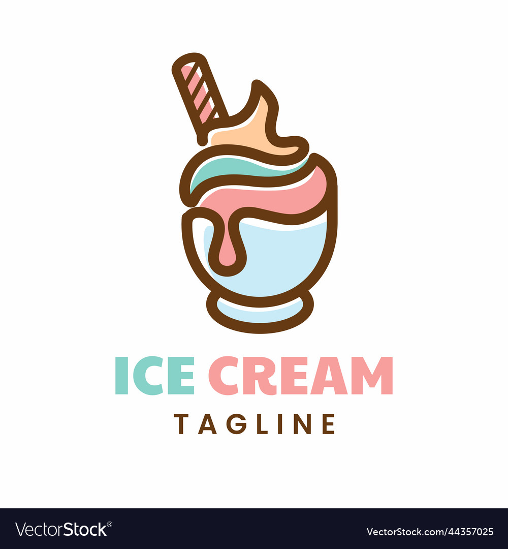 Ice cream logo design simple line gelato logo Vector Image