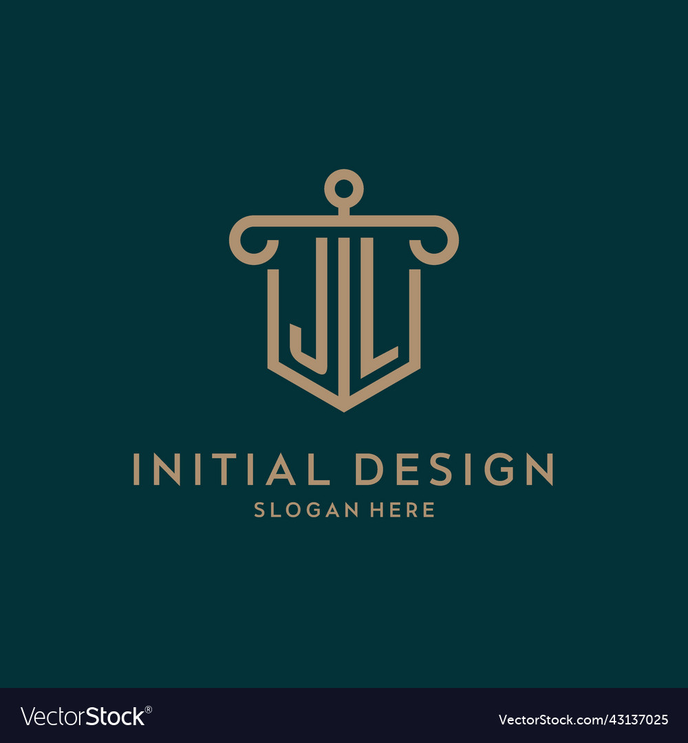 Jl monogram initial logo design with shield Vector Image Jl monogram initial logo design with shield
