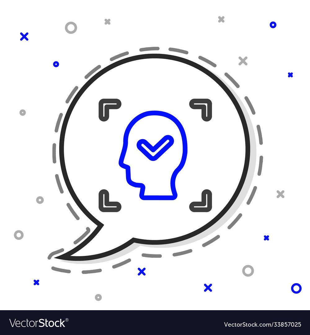 Line face recognition with check mark icon Vector Image Line face recognition with check mark icon
