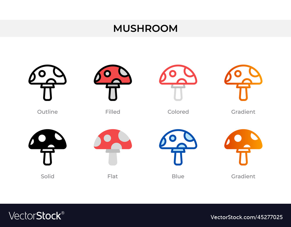 Mushroom icon in different style icons