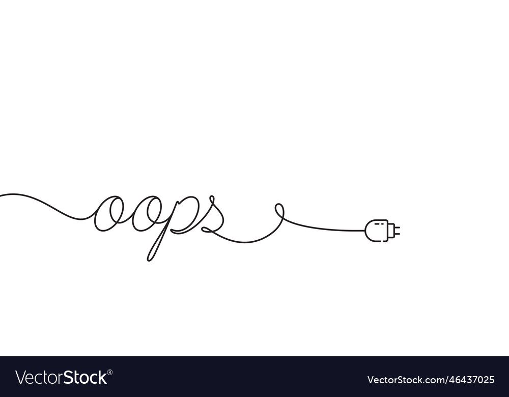 Oops error background with plug electric cord Vector Image Oops error background with plug electric cord