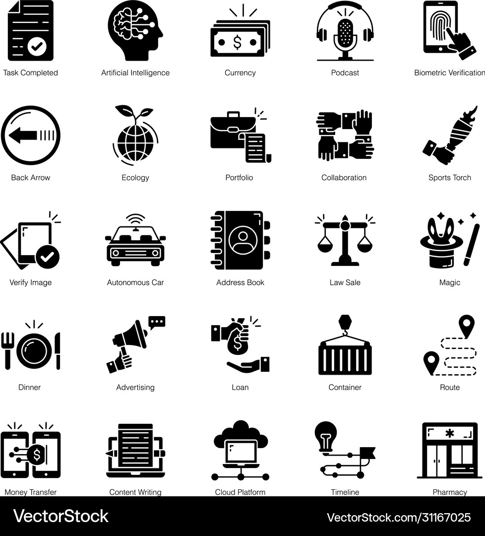 Pack data glyph Royalty Free Vector Image - VectorStock