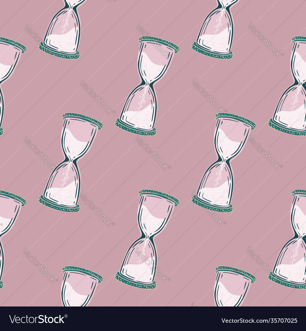 Pastel tones seamless time pattern with hourglask vector image Pastel tones seamless time pattern with hourglask