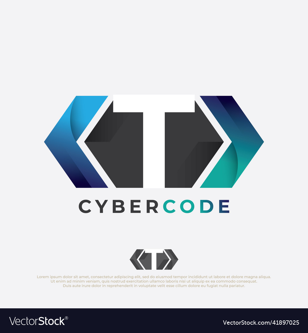 Programmer logo with letter t design code icon