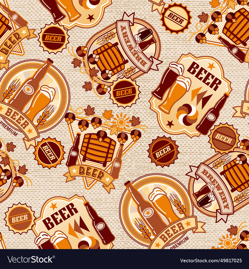 Seamless pattern with beer logos icons