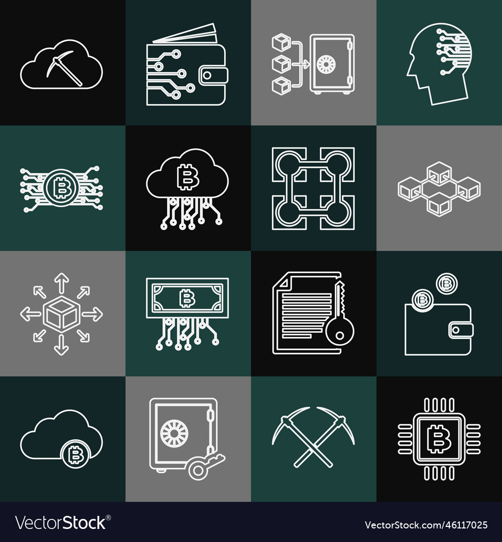 Set line cpu mining farm cryptocurrency wallet Vector Image Set line cpu mining farm cryptocurrency wallet