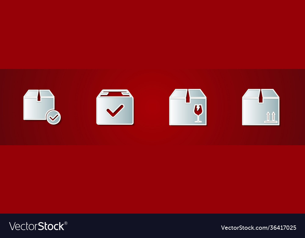 Set package box with check mark delivery vector image Set package box with check mark delivery