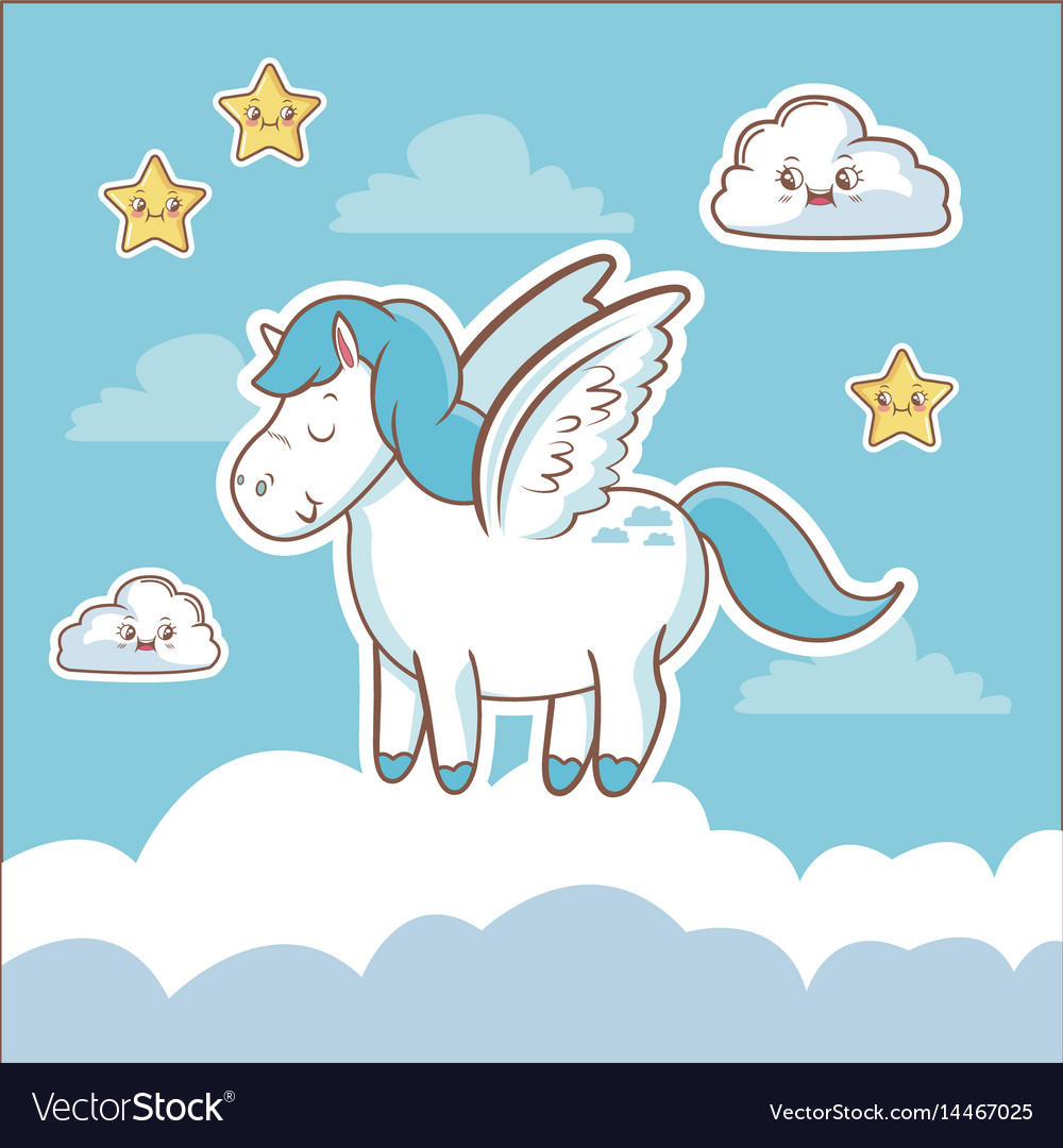 Unicorn fantasy card dream cloud star kawaii