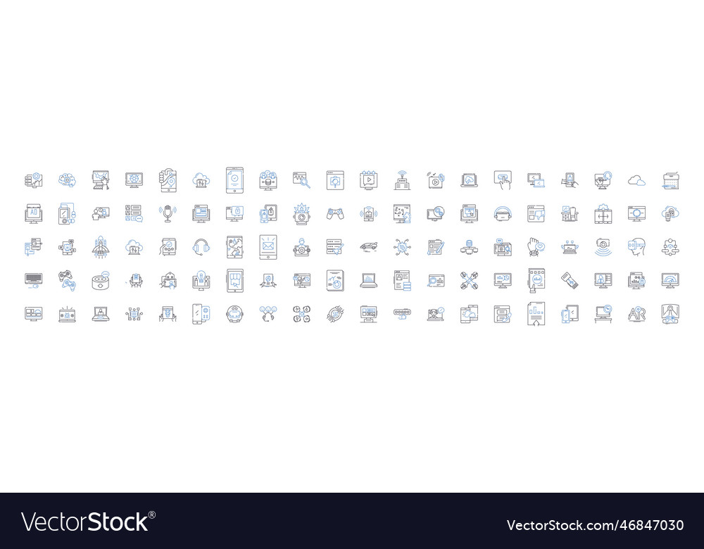 Computer Science Line Icons Sammlung Algorithmus