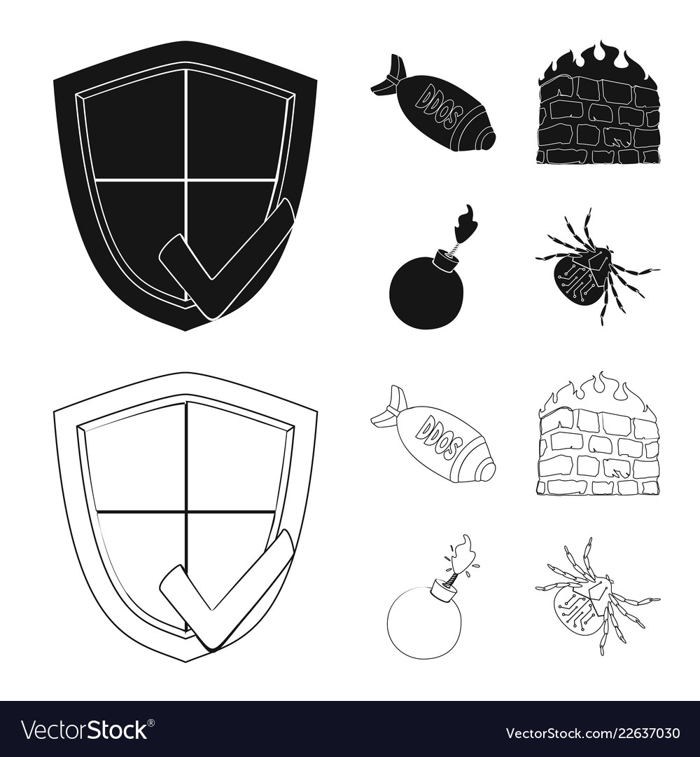 Design of virus and secure icon set vector image Design of virus and secure icon set