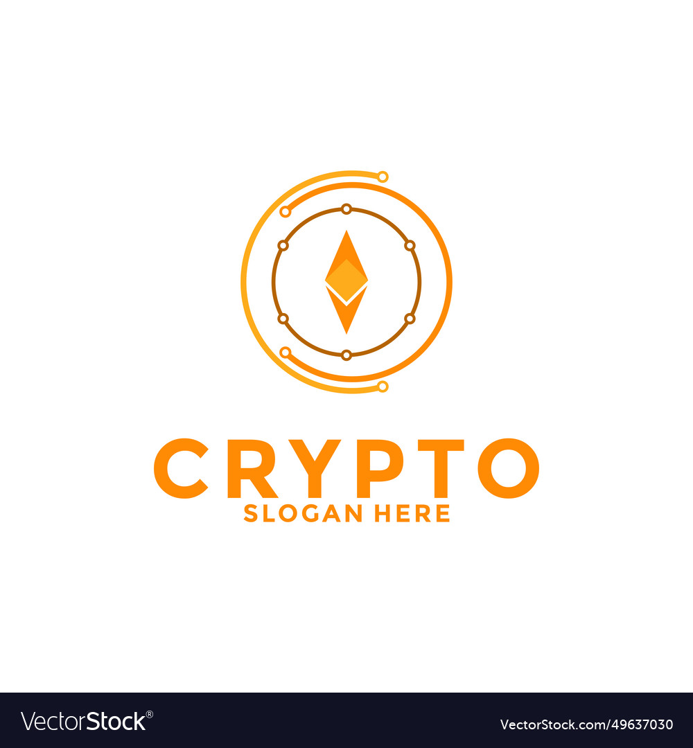 Digital crypto currency logo with blockchain Vector Image Digital crypto currency logo with blockchain