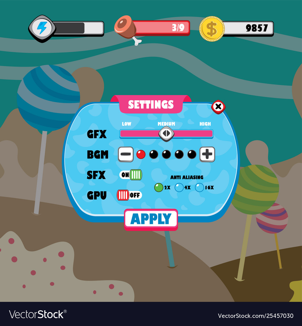 Game ui menu application mobile app